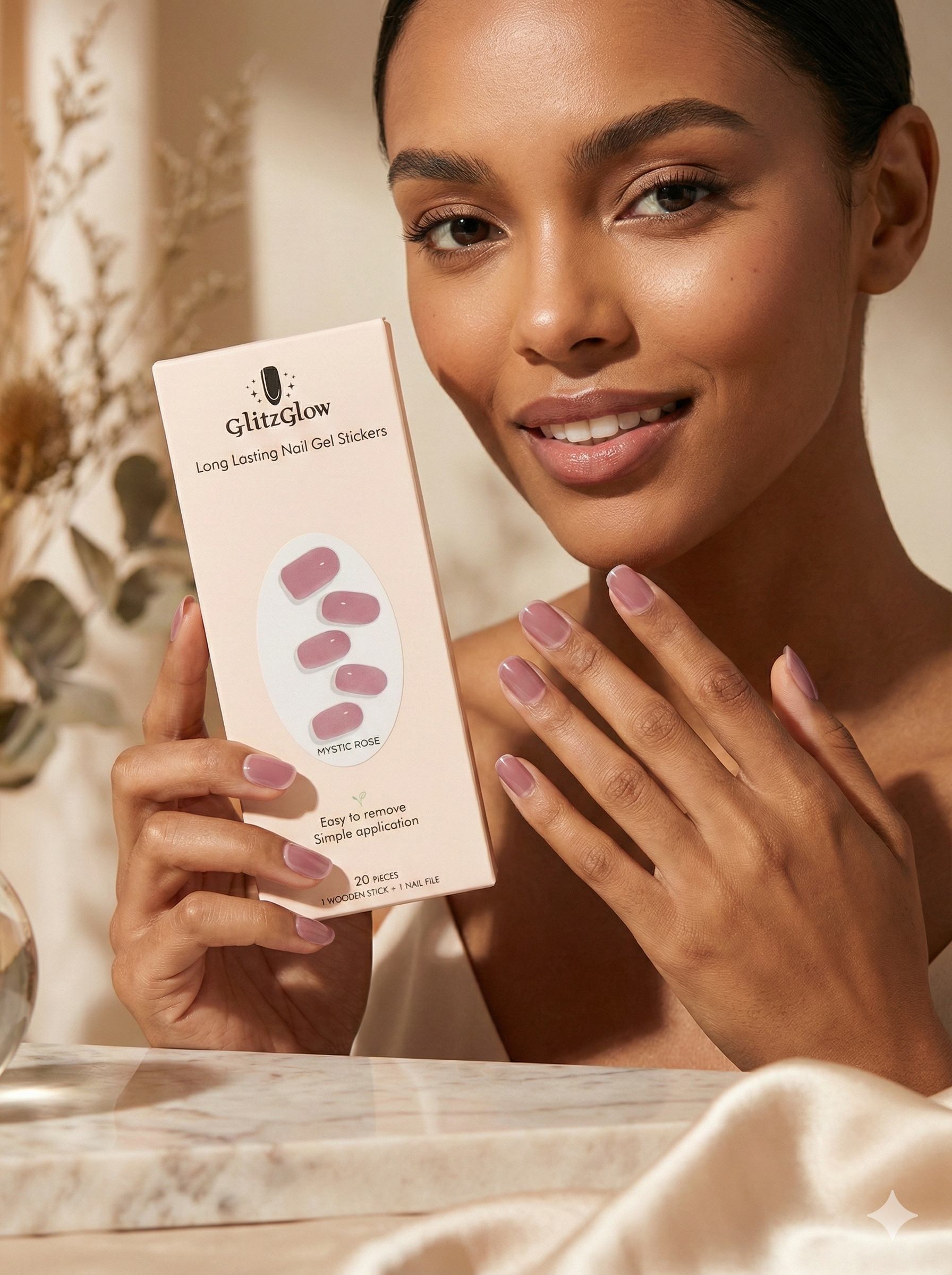 GlitzGlow manicure lifestyle model portrait